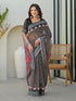 Vasthrlay Bandhani Embroidery Light Brown Saree With Unstitched Blouse Piece