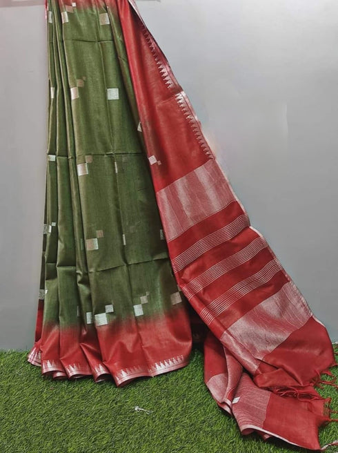 Vasthrlay Grey Bhagalpuri Unstitched Saree