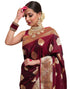 Vasthrlay Banarasi Jacquard Unstitched Dark Green Saree