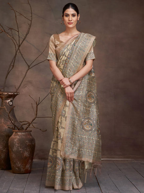 Vasthrlay Madhubani Printed Unstitched Hs Ethnic Wear