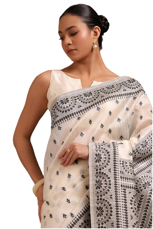 Vasthrlay White Tussar Design