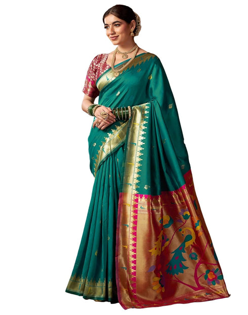 Vasthrlay Womens Paithani Unstitched Pink Saree