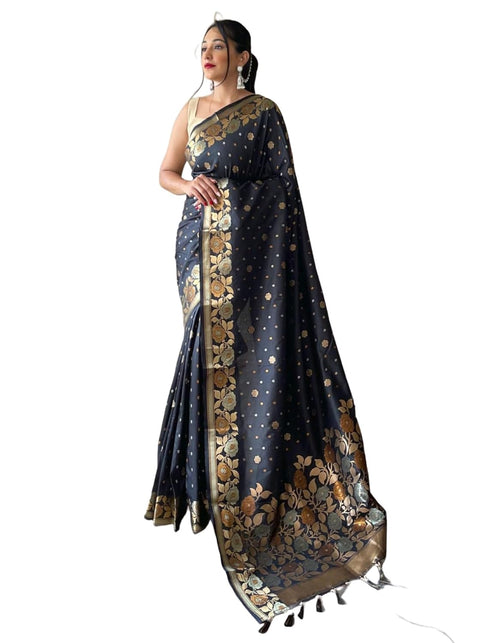 Vasthrlay Kanjivaram Banarasi Jacquard Unstitched Saree