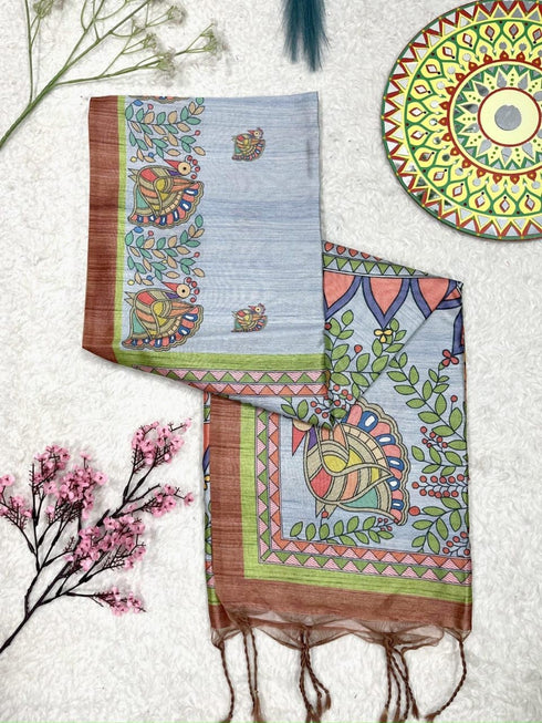 Vasthrlay Tussar Saree Madhubani