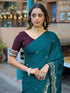 Vasthrlay Chinnon Embroidery Lime Saree