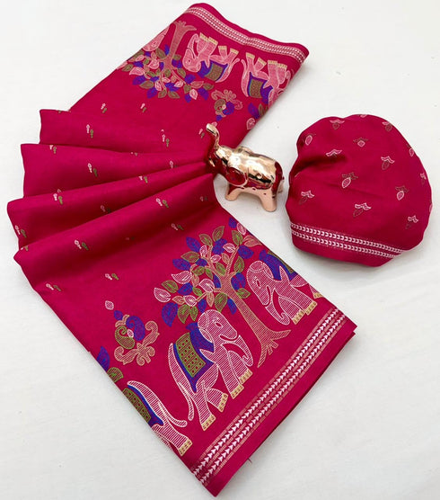 Vasthrlay Kalamkari Elephant Contrast