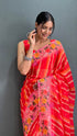 Vasthrlay Red Georgette Unstitched Saree