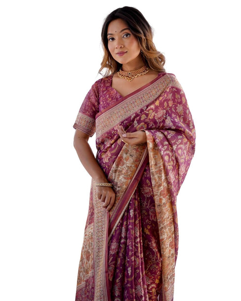 Vasthrlay Handloom Geometric Burgundy Saree