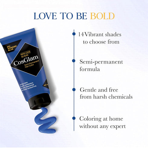 Cosglam Semi Permanent Hair Color for Women & Men | Model #51 Wonder Blue