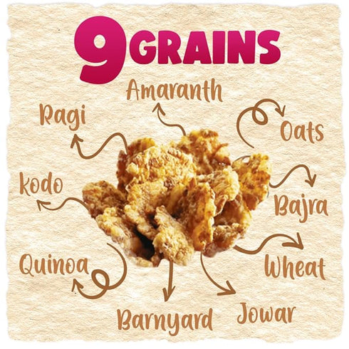 Manna Go Grains Crunchies, Rose Almond. Multigrain Breakfast Cereal for Kids