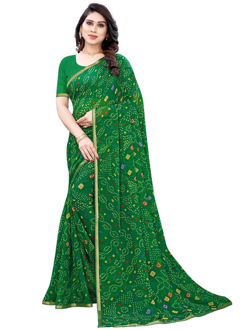 Vasthrlay Georgette Bandhani Unstitched Maroon Saree