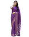Vasthrlay Womens Striped Purple Saree With Unstitched Blouse Piece