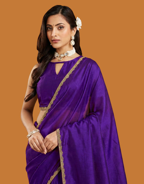 Vasthrlay Purple Decorative Unstitched Saree
