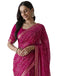 Vasthrlay Georgette Bandhani Unstitched Purple Saree
