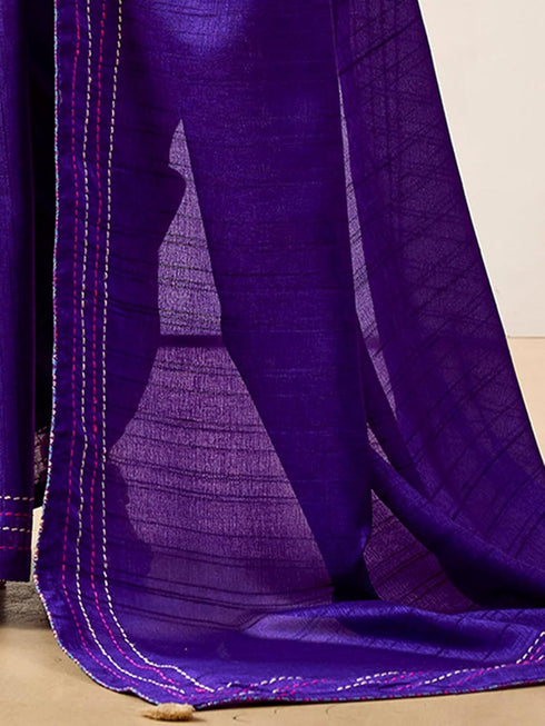 Vasthrlay Embroidery Peach Saree