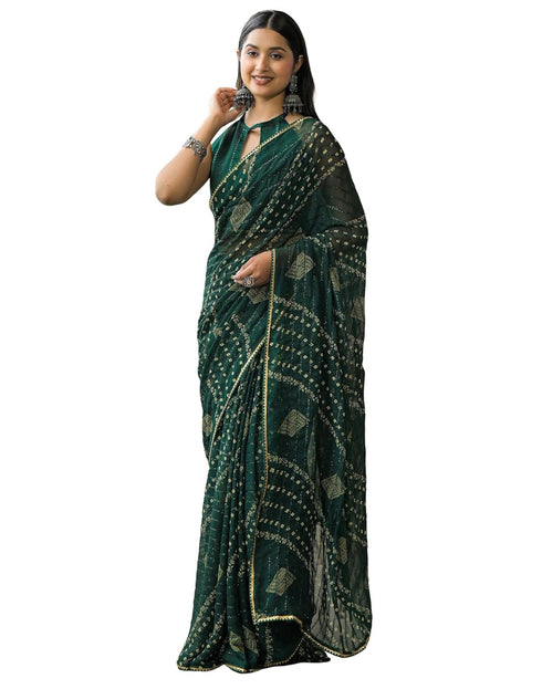 Vasthrlay Georgette Bandhani Unstitched Maroon Saree