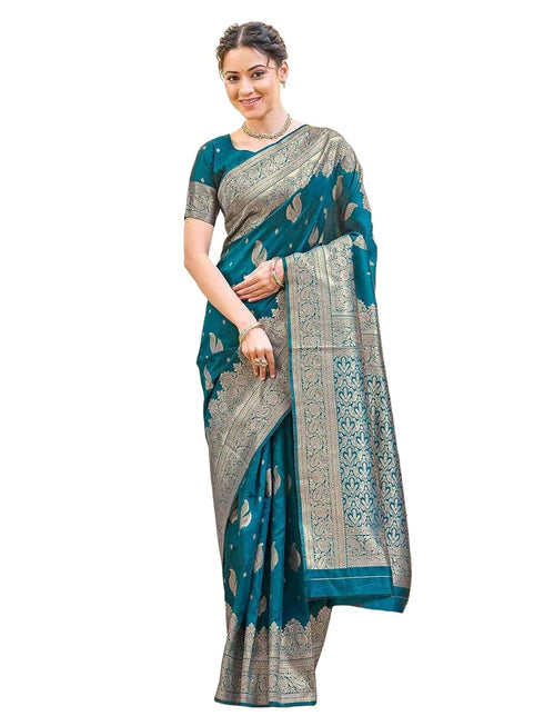 Vasthrlay Banarasi Weaving Mint Saree