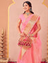Vasthrlay Organza Jacquard Unstitched Light Green Saree