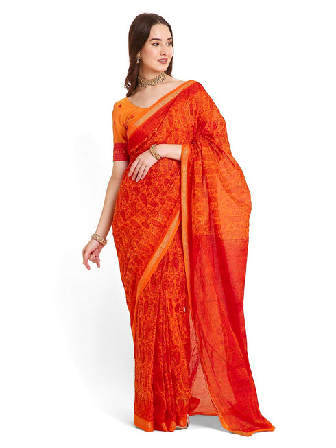 Vasthrlay Cotton Printed Mulmul Blue Saree