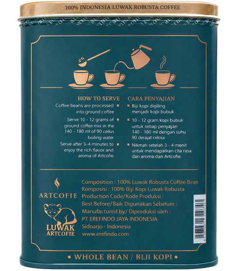 Luwak Artcofie Green Kopi Luwak Robusta Coffee Beans 100g
