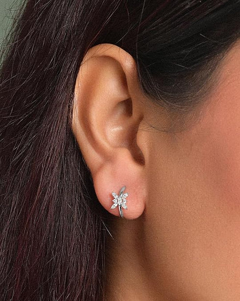 CLARA 925 Sterling Silver Hoop Bali Earrings | Platinum Plated
