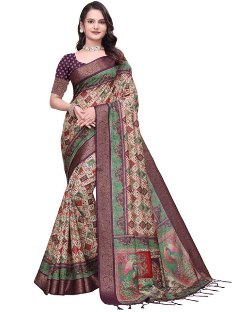 Vasthrlay Kanjivaram Unstitched Saree
