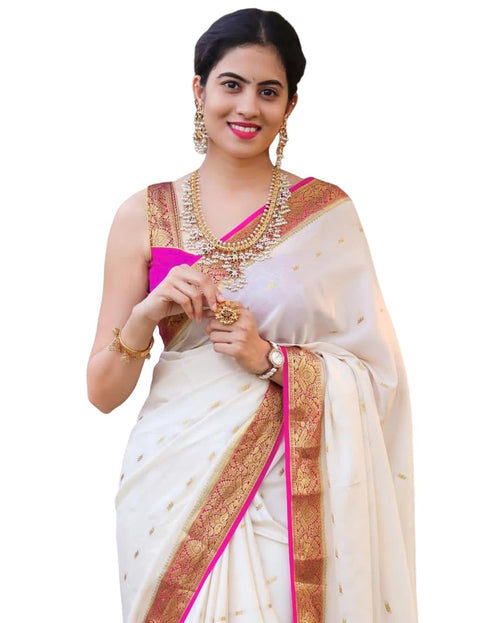 Vasthrlay Womens Jacquard Unstitched Lavender Saree