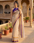 Vasthrlay Womens Printed Unstitched Off White Saree