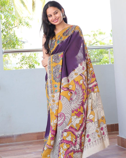 Vasthrlay Kalamkari Contrast Lightweight Unstitched