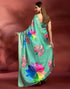 Vasthrlay Printed Jacquard Unstitched Rama Green Saree