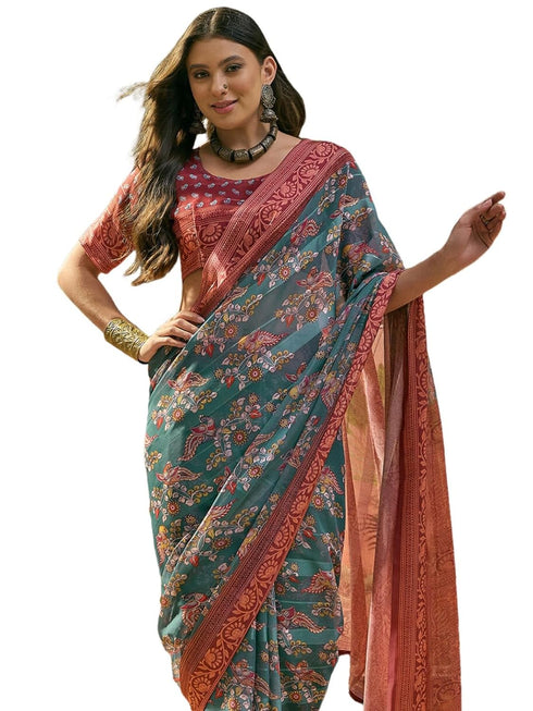 Vasthrlay Shimmer Georgette Unstitched Black Saree