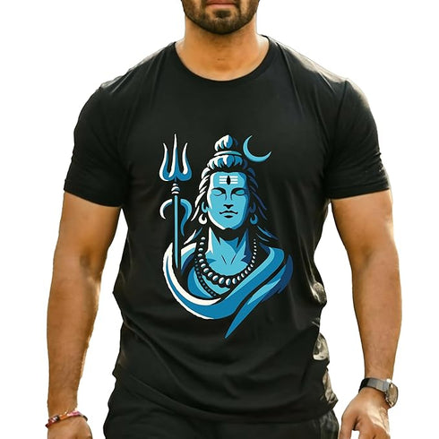 Roman Hills Black Round Neck Half-Sleeve Cotton T-Shirt for Man