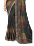 Vasthrlay Chiffon Tassels Unstitched Dark Green Saree
