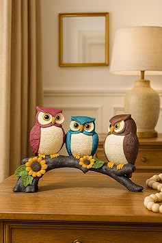 Beautiful Resin Owl Family Decorative Statue for Home Decor
