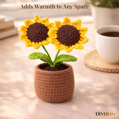 Handmade Crochet Sunflower Pot (350 g)