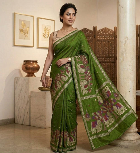 Vasthrlay Kalamkari Elephant Contrast