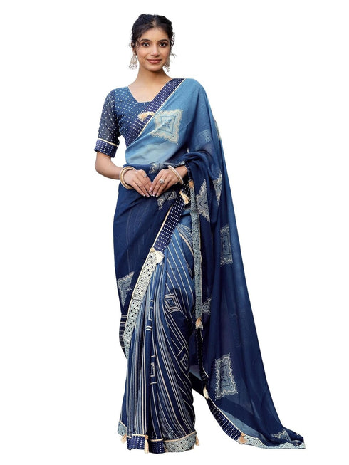 Vasthrlay Chiffon Printed Dark Saree