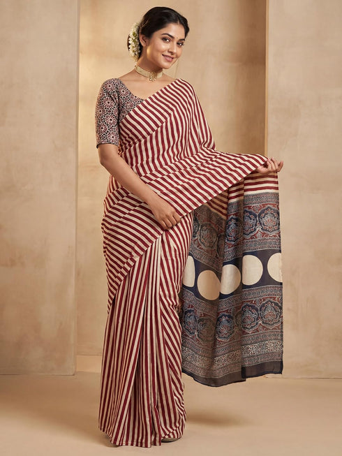 Vasthrlay Maroon Malgudi Printed Ethnic Wear