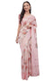 Vasthrlay Pink Floral Print Chanderi Silk Blend Saree With Unstitched Blouse Piece