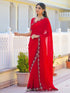 Vasthrlay Scalloped Embroidery Yellow Saree