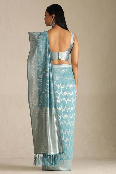 Vasthrlay Turquoise Tussar Design