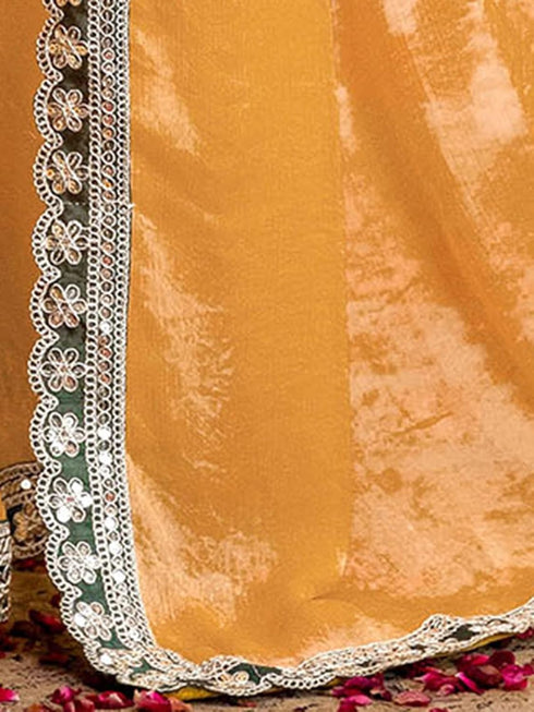 Vasthrlay Georgette Embroidery Olive Saree