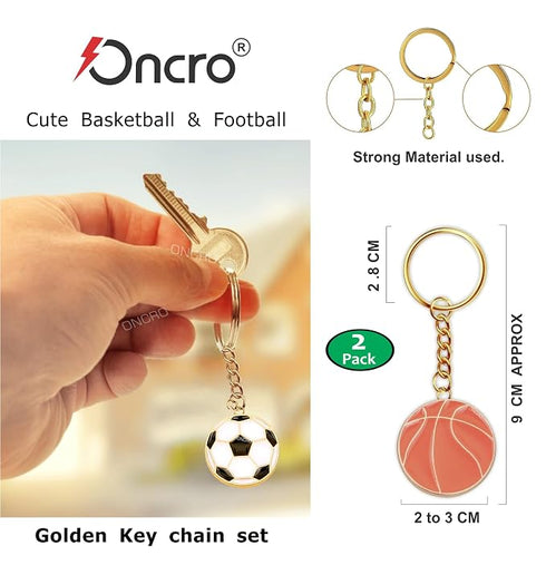 Oncro Football Basketball Sports Charm Key Ring Keychain