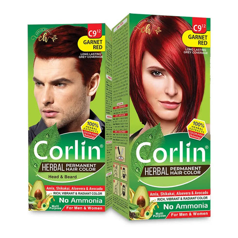 Corlin Herbal Permanent Hair Color Cream, Garnet Red (Pack of 2)