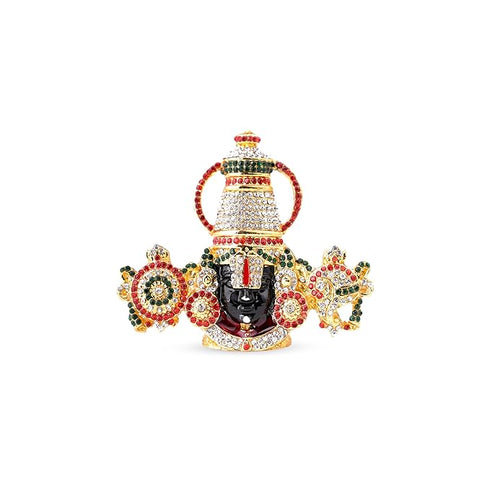 Tirupati Ring Balaji Stone Idol || God/Bhagwan Murthi || for Car Dashboard, Home, Office (7.5 CM, Gold)