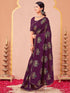 Vasthrlay Vichitra Printed Unstitched Maroon Saree