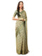 Vasthrlay Slate Grey Abstract Print Polyester Saree With Zari Border And Unstitched Blouse Piece