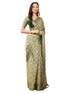 Vasthrlay Slate Grey Abstract Print Polyester Saree With Zari Border And Unstitched Blouse Piece