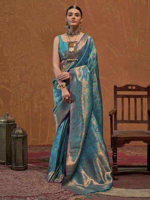 Vasthrlay Exquisite Traditional Intricate Gold Tone Saree