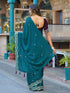 Vasthrlay Chinnon Embroidery Lime Saree